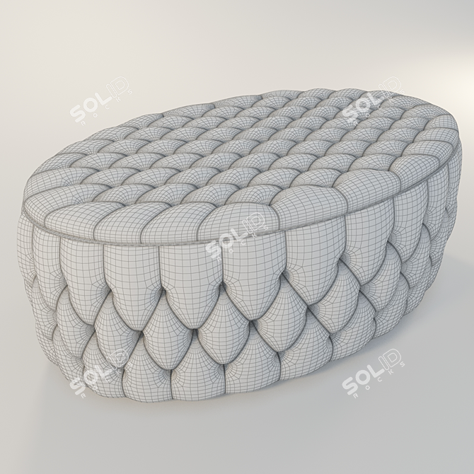 Luxurious Buttoned Oval Ottoman 3D model image 3