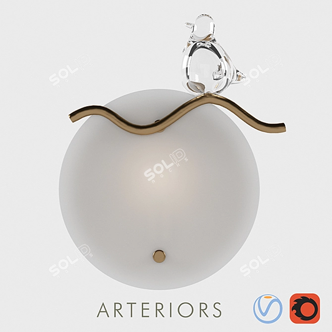 Elegant Dove Sconce: Brass & Glass 3D model image 1