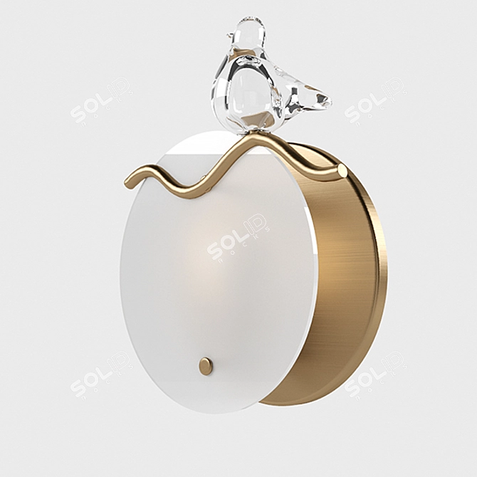 Elegant Dove Sconce: Brass & Glass 3D model image 2