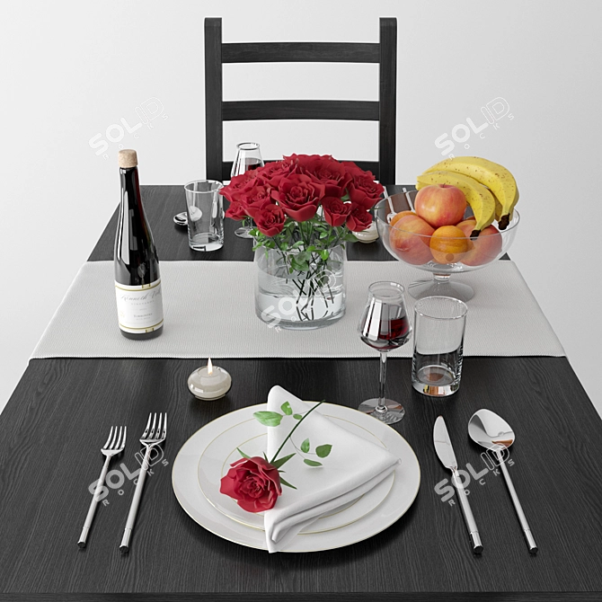 Sleek Dining Set: Table & Chairs 3D model image 2