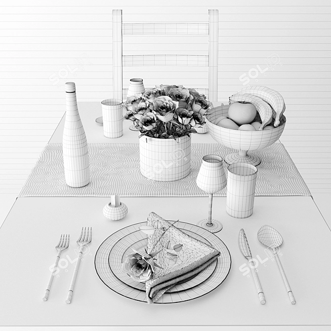 Sleek Dining Set: Table & Chairs 3D model image 3