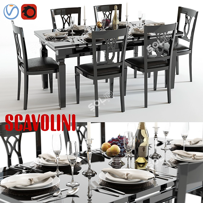 Elegant Scavolini Baccarat Set 3D model image 1