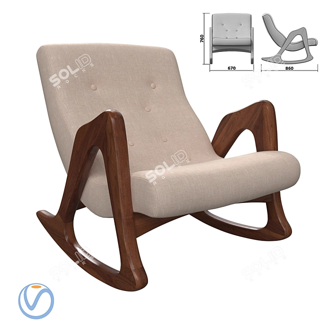 Vintage Adrian Pearsall Rocker 3D model image 1