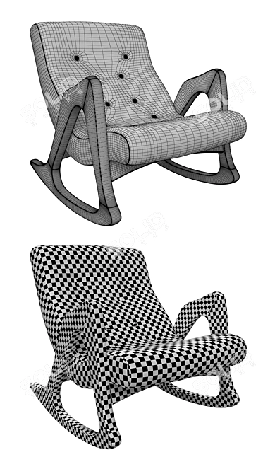 Vintage Adrian Pearsall Rocker 3D model image 3