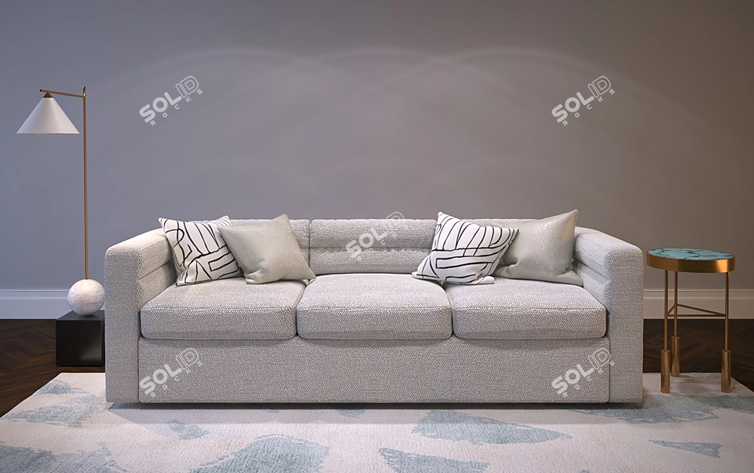 Elegant Melrose Sofa by Wearstler 3D model image 2