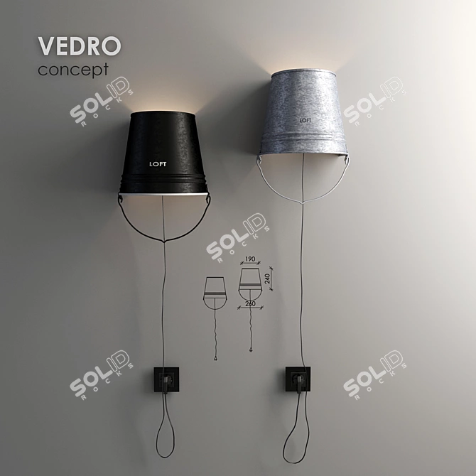 Industrial Bucket Wall Sconce 3D model image 1