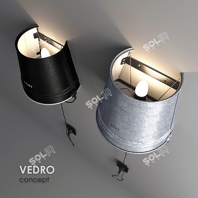 Industrial Bucket Wall Sconce 3D model image 2