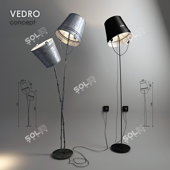 Industrial Loft Floor Lamps: VEDRO Concept 3D model image 1