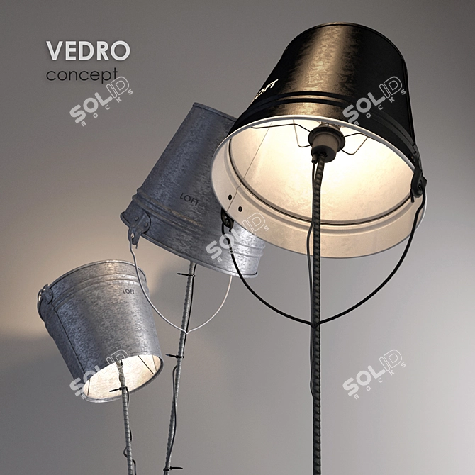 Industrial Loft Floor Lamps: VEDRO Concept 3D model image 2