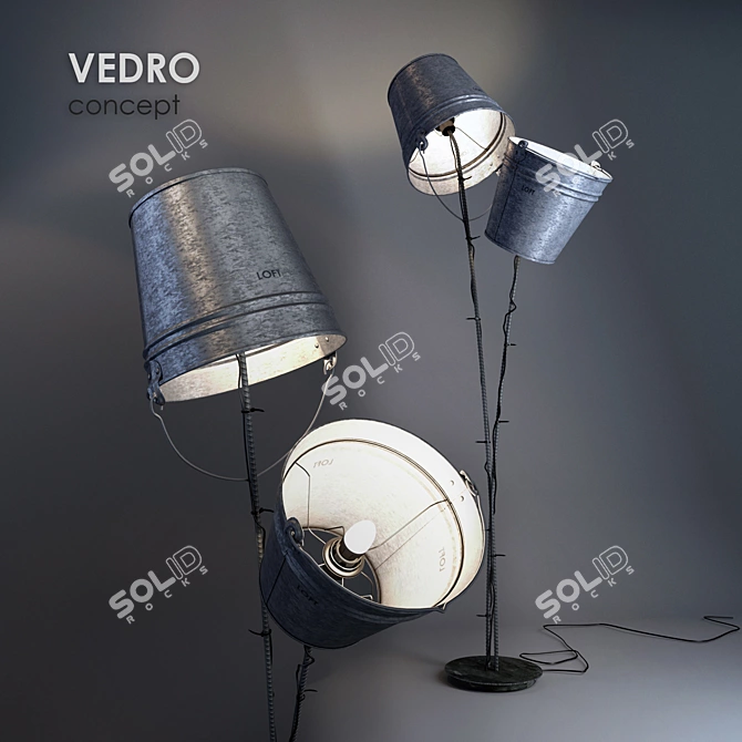 Industrial Loft Floor Lamps: VEDRO Concept 3D model image 3