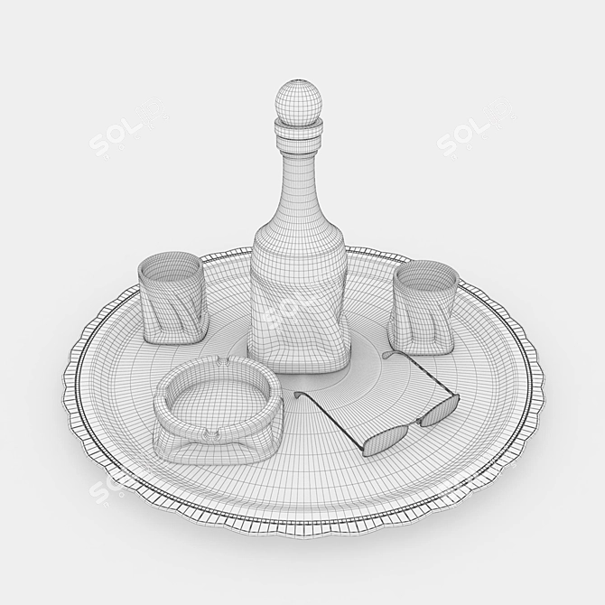 Whisky Essentials Set: Decanter, Glasses, Ashtray 3D model image 3