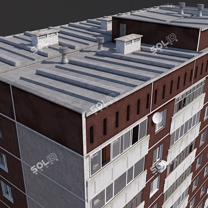 Versatile 16-Story Panel Building 3D model image 3