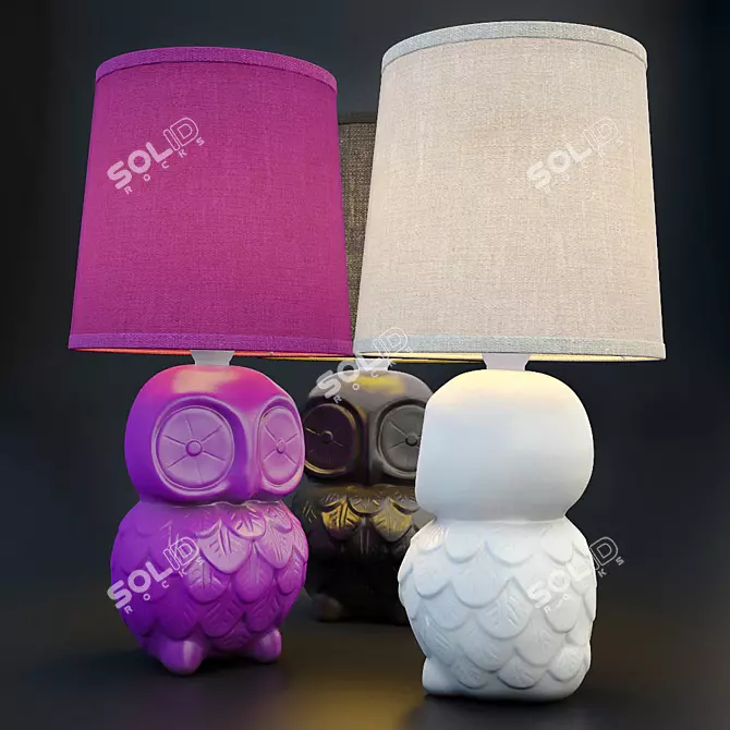 Whimsical Owl Table Lamp 3D model image 1