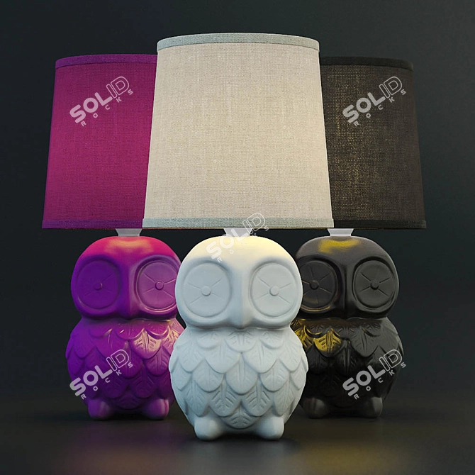 Whimsical Owl Table Lamp 3D model image 2