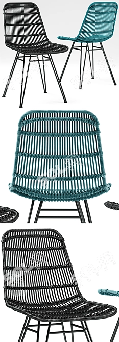 Stylish Rattan Chair 3D model image 2