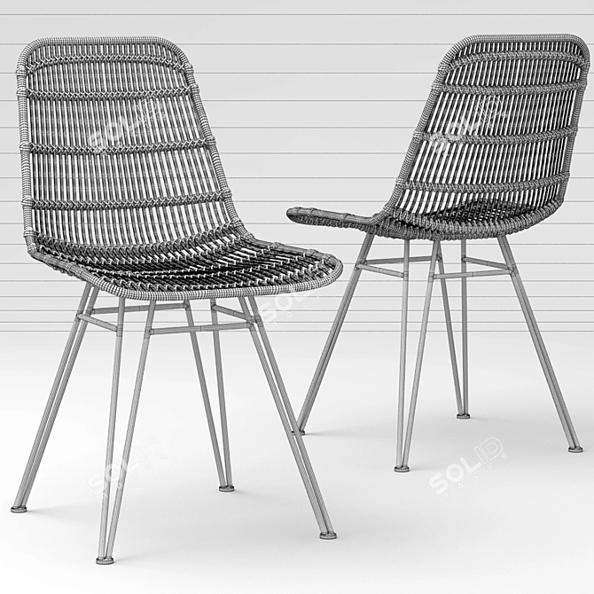 Stylish Rattan Chair 3D model image 3