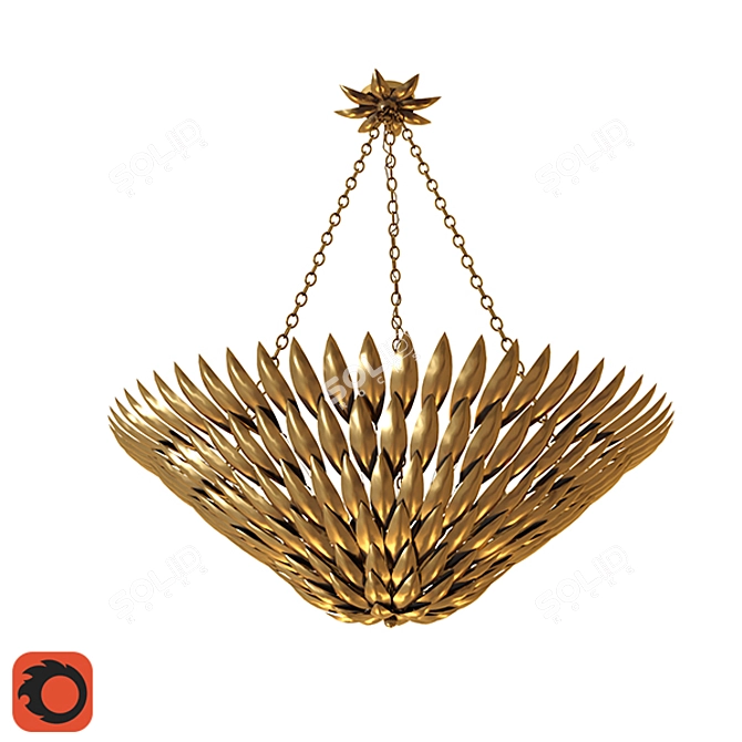 Elegant 8-Light Antique Gold Chandelier 3D model image 1