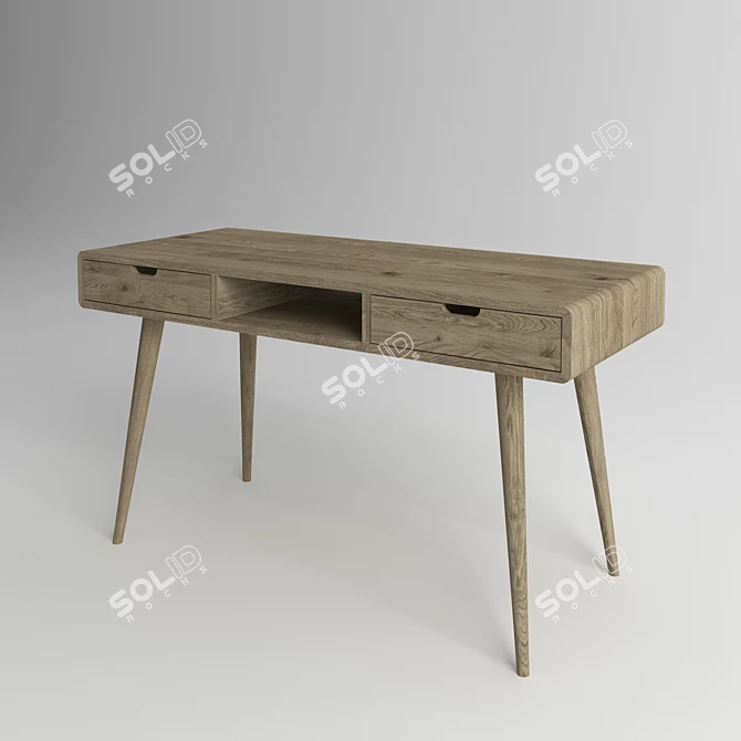 Solid Oak Writing Desk 3D model image 1