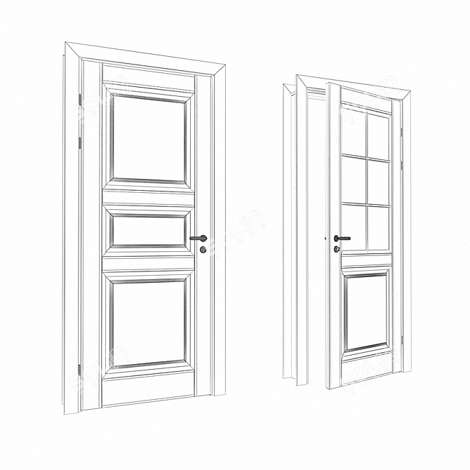 Pine Solid Wood Doors by DSK 3D model image 2