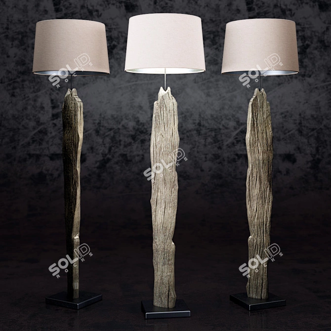 Driftwood Inspired Natural Floor Lamp 3D model image 1