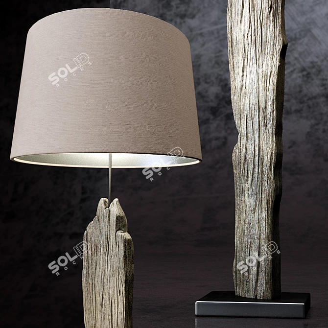 Driftwood Inspired Natural Floor Lamp 3D model image 2