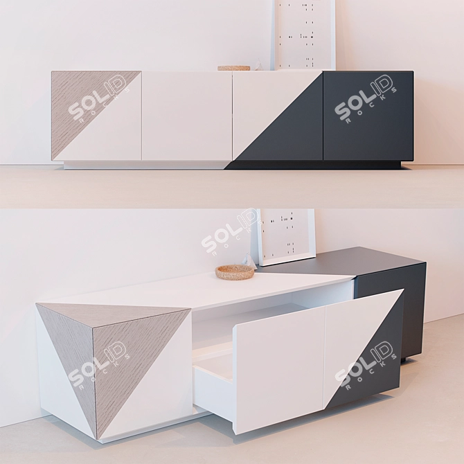 Modern Chest of Drawers in Various Sizes and Veneer Options 3D model image 1