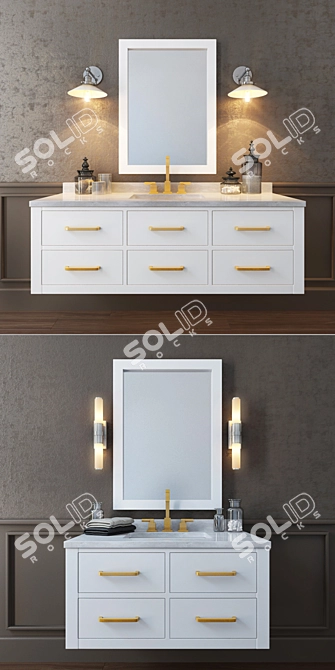 HUTTON Wall-mounted Washbasin Set 3D model image 2