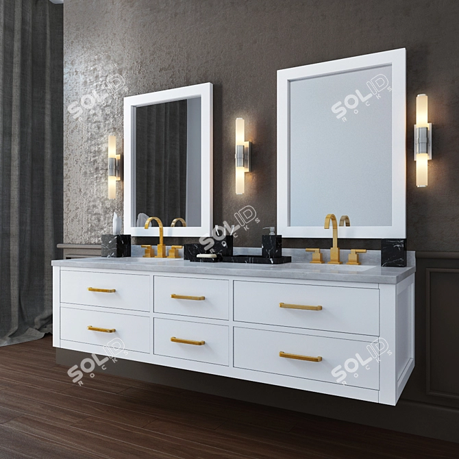 HUTTON Wall-mounted Washbasin Set 3D model image 3