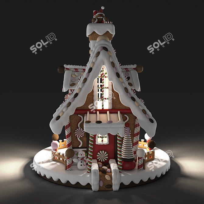 Yuletide Delights Gingerbread House 3D model image 2