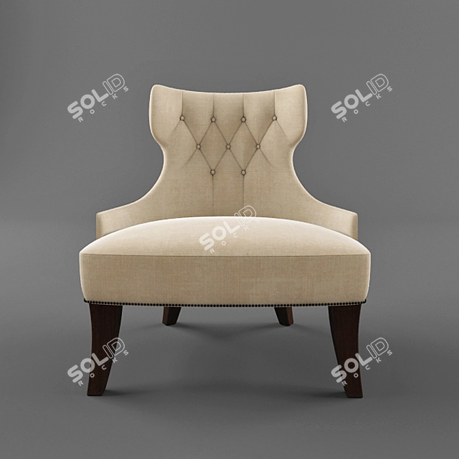 Baker Tufted Lounge Chair 3D model image 1