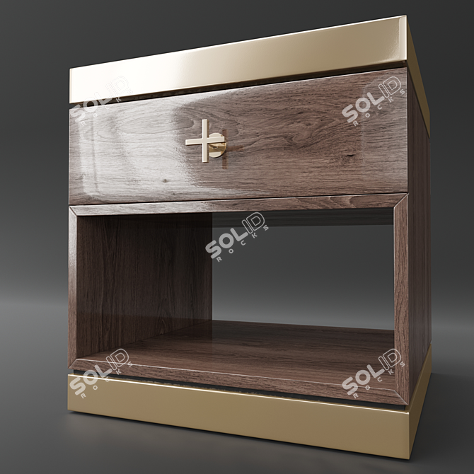 Brass Accent Nightstand 3D model image 1