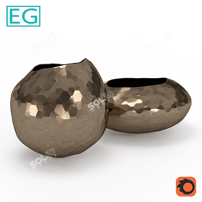 EG Edge metal vase - Elegant Decor for Any Space 3D model image 1