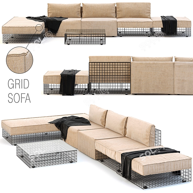 VARASCHIN GRID Modular Outdoor Sofa 3D model image 1