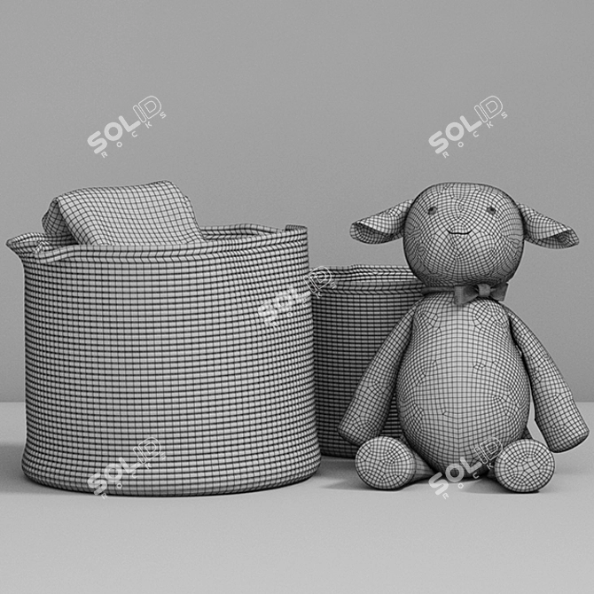 Pink Cotton Rope Storage with Sheep Bonus 3D model image 3