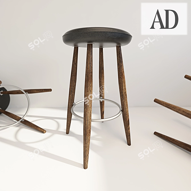 Modern Bar Stool - CH56/58 3D model image 1