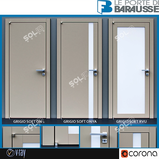 Elegant Barausse Soft Touch Doors 3D model image 1