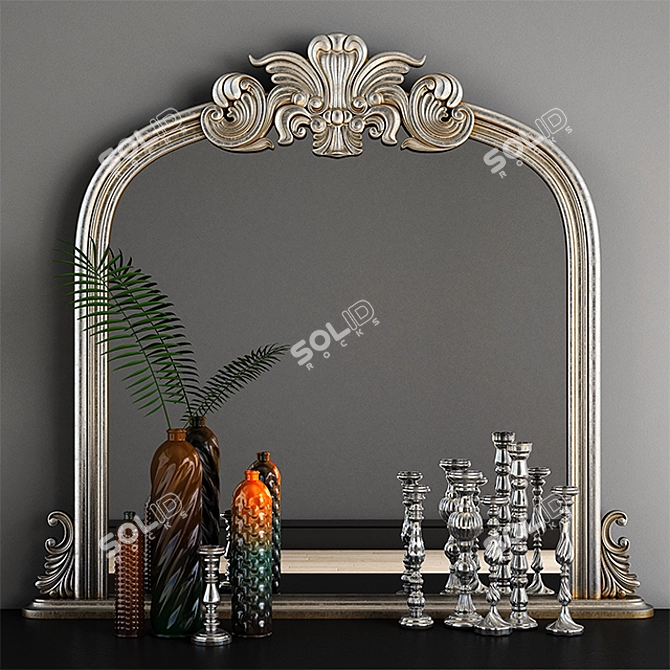 Elegant Haversham Overmantel Mirror 3D model image 1