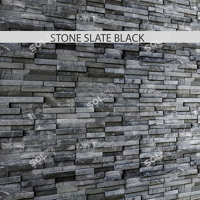 Sleek Slate Black Tiles 3D model image 1