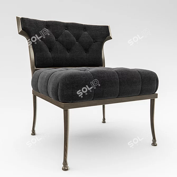 Luxury Hollywood Grey Velvet Chair 3D model image 1