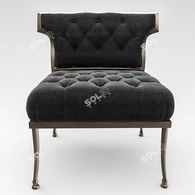 Luxury Hollywood Grey Velvet Chair 3D model image 2