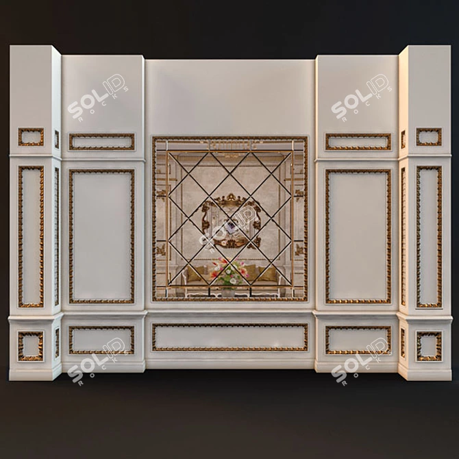 Elegant Mirror Wall Molds 3D model image 1