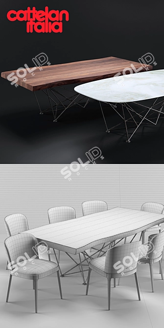 Gordon Deep Wood Magda Chair - Elegant Design for Modern Living 3D model image 3
