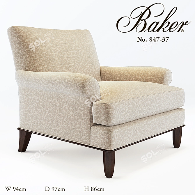 Vintage-inspired Baker Lounge Chair 3D model image 1