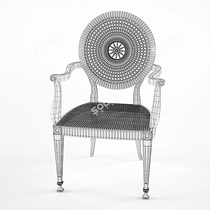 Classic Cane Chair 3D model image 3