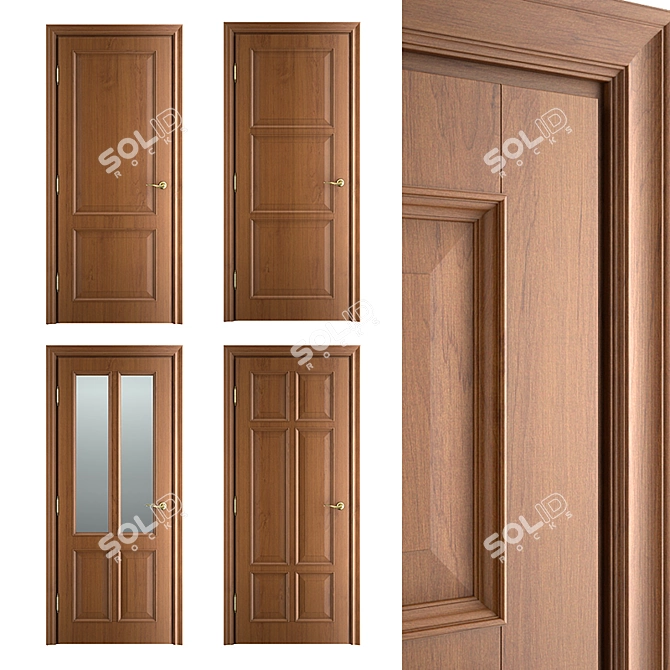 Classic Massivstyle Interior Door 3D model image 1