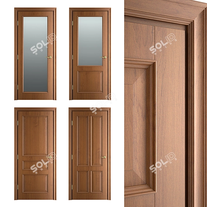 Massivstyle Classic Collection Wood Door 3D model image 1