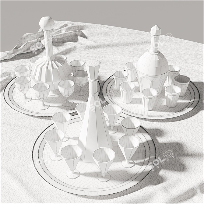 Stylish Spirits Set: 3 Pitchers and Stacks 3D model image 3
