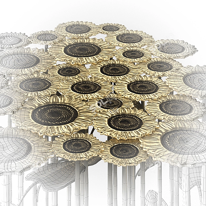 Sunflower-inspired Brass Accent Table 3D model image 2