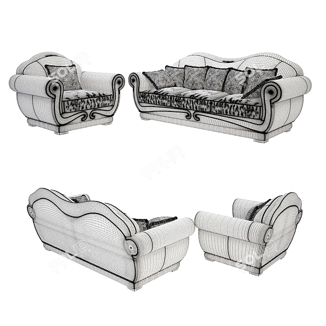 Italian Style Sofa Group 3D model image 2