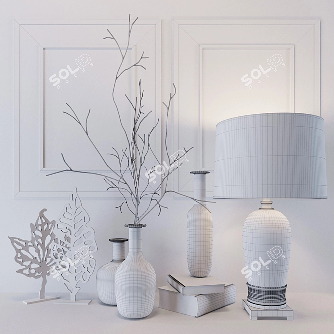 Elegant Decor Set: Lamp, Vases, Statuettes & Paintings 3D model image 2